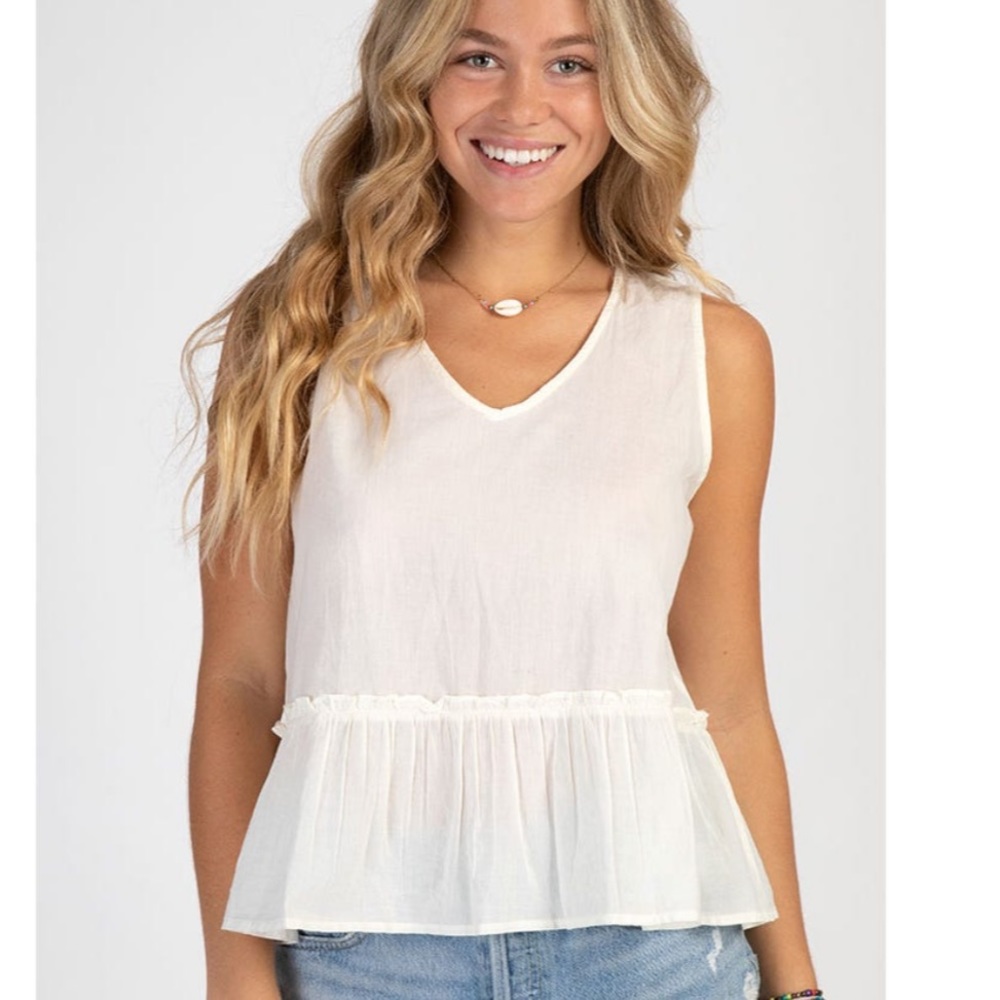 Natural Life Peplum Ivory Top